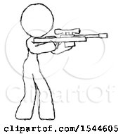 Poster, Art Print Of Sketch Design Mascot Woman Shooting Sniper Rifle
