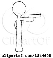 Poster, Art Print Of Sketch Design Mascot Man Firing A Handgun