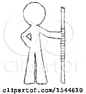 Poster, Art Print Of Sketch Design Mascot Man Holding Staff Or Bo Staff