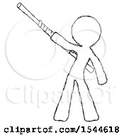 Poster, Art Print Of Sketch Design Mascot Man Bo Staff Pointing Up Pose