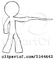 Poster, Art Print Of Sketch Design Mascot Man Pointing With Hiking Stick