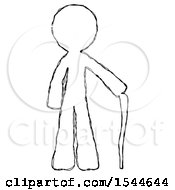 Poster, Art Print Of Sketch Design Mascot Man Standing With Hiking Stick