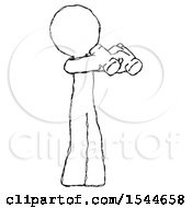 Poster, Art Print Of Sketch Design Mascot Man Holding Binoculars Ready To Look Right