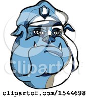 Sketched Blue Bulldog Police Man Wearing A Hat