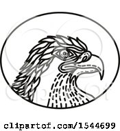 Clipart Of A Black And White Sea Eagle Head In An Oval Royalty Free Vector Illustration