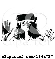 Clipart Of A Woman Wearing Virtual Reality Goggles Royalty Free Vector Illustration by dero