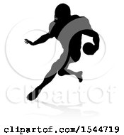 Poster, Art Print Of Silhouetted Football Player With A Reflection Or Shadow On A White Background