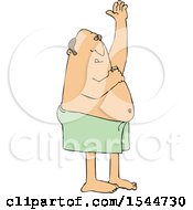 Clipart Of A White Man Applying Deodorant After A Shower Royalty Free Vector Illustration by djart