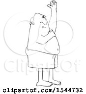 Clipart Of A Lineart Man Applying Deodorant After A Shower Royalty Free Vector Illustration