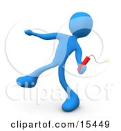 Mean Blue Person Throwing An Ignited Stick Of Red Tnt Dynamite Clipart Illustration Image