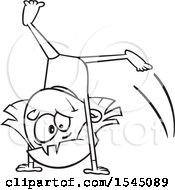 Clipart Of A Lineart Girl Gymnast Doing A Cartwheel Royalty Free Vector Illustration by toonaday