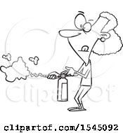 Black And White Woman Using A Fire Extinguisher
