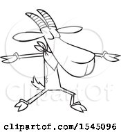 Clipart Of A Lineart Goat Doing Yoga Royalty Free Vector Illustration by toonaday