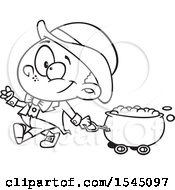 Poster, Art Print Of Black And White Leprechaun Boy Pulling A St Patricks Day Gold Wagon Cauldron