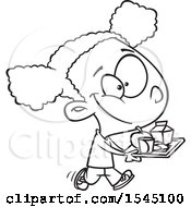 Black And White Black Girl Carrying A Lunch Tray