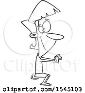 Clipart Of A Lineart Woman Doing Squats In An Office Royalty Free Vector Illustration