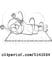 Clipart Of A Lineart Black Boy Performing A Pencil Roll Royalty Free Vector Illustration