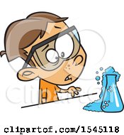 Poster, Art Print Of Cartoon Brunette White Boy Witnessing A Chemical Reaction In Science Class