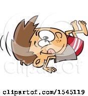 Poster, Art Print Of Cartoon Brunette White Boy Performing A Forward Roll