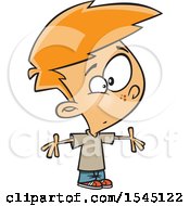 Clipart Of A Cartoon Red Haired White Boy Making An Open Armed Gesture Royalty Free Vector Illustration