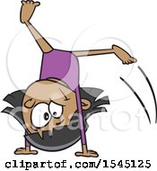 Cartoon Girl Gymnast Doing A Cartwheel