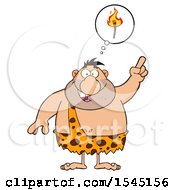 Clipart Of A Caveman Thinking Of Fire Royalty Free Vector Illustration