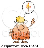 Poster, Art Print Of Blond Cave Woman Thinking Of Fire