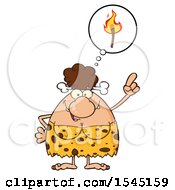 Clipart Of A Brunette Cave Woman Thinking Of Fire Royalty Free Vector Illustration by Hit Toon
