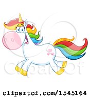 Poster, Art Print Of Happy Colorful Running Unicorn With Hearts