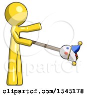 Yellow Design Mascot Man Holding Jesterstaff I Dub Thee Foolish Concept