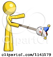 Poster, Art Print Of Yellow Design Mascot Woman Holding Jesterstaff - I Dub Thee Foolish Concept