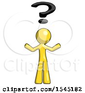 Yellow Design Mascot Man With Question Mark Above Head Confused