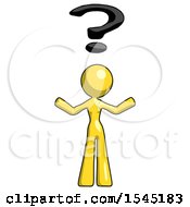 Yellow Design Mascot Woman Question Mark Above Head Confused