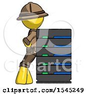 Poster, Art Print Of Yellow Explorer Ranger Man Resting Against Server Rack