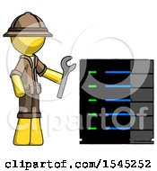 Poster, Art Print Of Yellow Explorer Ranger Man Server Administrator Doing Repairs