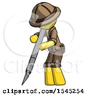 Yellow Explorer Ranger Man Cutting With Large Scalpel