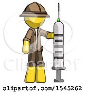 Poster, Art Print Of Yellow Explorer Ranger Man Holding Large Syringe