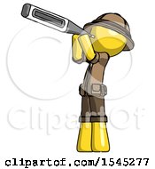 Poster, Art Print Of Yellow Explorer Ranger Man Thermometer In Mouth