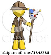 Poster, Art Print Of Yellow Explorer Ranger Man Holding Jester Staff