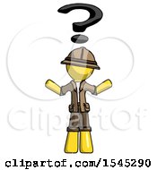 Poster, Art Print Of Yellow Explorer Ranger Man With Question Mark Above Head Confused
