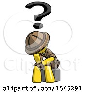 Poster, Art Print Of Yellow Explorer Ranger Man Thinker Question Mark Concept