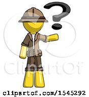 Poster, Art Print Of Yellow Explorer Ranger Man Holding Question Mark To Right