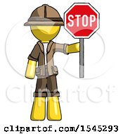 Poster, Art Print Of Yellow Explorer Ranger Man Holding Stop Sign