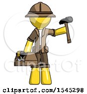 Poster, Art Print Of Yellow Explorer Ranger Man Holding Tools And Toolchest Ready To Work
