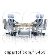Businessman Paying Or Bribing Another Under The Table During A Business Meeting by 3poD