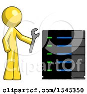 Poster, Art Print Of Yellow Design Mascot Man Server Administrator Doing Repairs