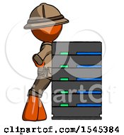Poster, Art Print Of Orange Explorer Ranger Man Resting Against Server Rack