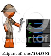 Orange Explorer Ranger Man Server Administrator Doing Repairs