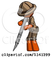 Orange Explorer Ranger Man Cutting With Large Scalpel