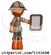 Poster, Art Print Of Orange Explorer Ranger Man Showing Clipboard To Viewer
